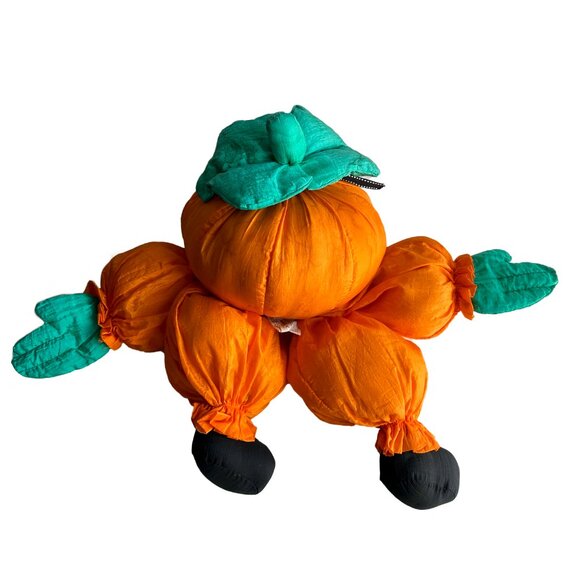 Vintage 1993 Nylon Pumpkin Jack-O-Lantern Plush - Picture 3 of 4